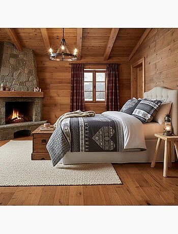 Parure de lit esprit chalet coeur