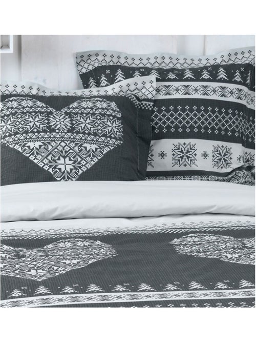 Parure de lit Esprit Chalet coeur - Kiabi