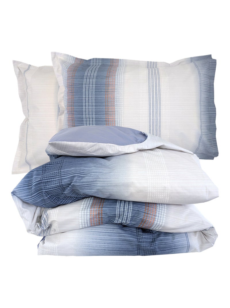 Parure de lit ESTEBAN Taie 50x70 cm Blanc Bleu - Kiabi