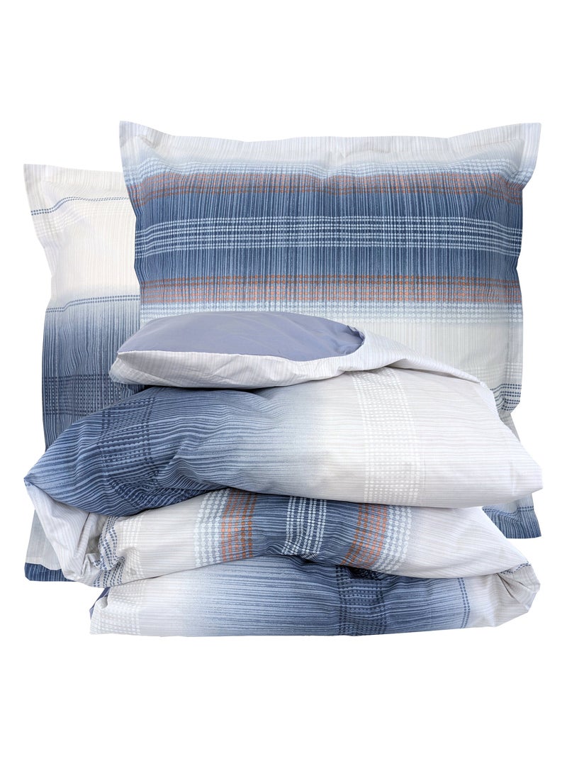 Parure de lit ESTEBAN Taie 65x65 cm Blanc Bleu - Kiabi