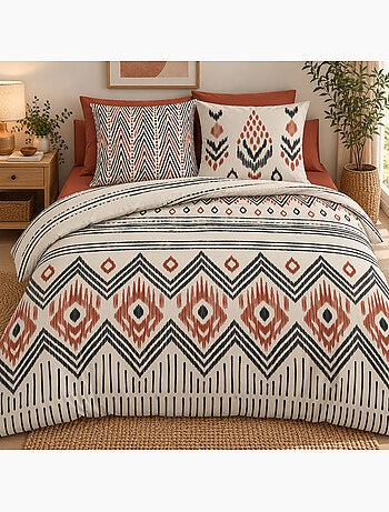 Parure de lit ethnic - 100% coton 57 fils - imprimé ethnique