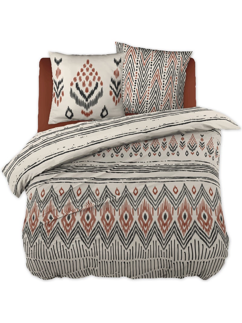 Parure de lit ethnic - 100% coton 57 fils - imprimé ethnique Blanc - Kiabi