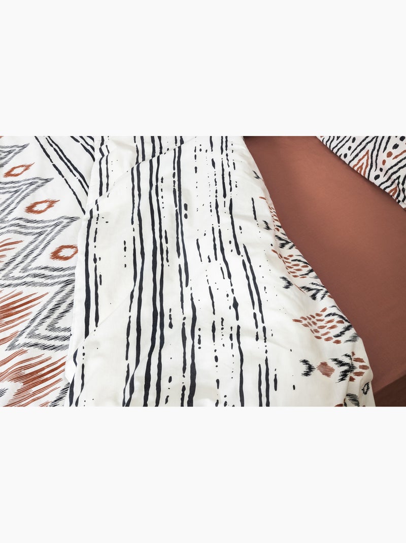 Parure de lit ethnic - 100% coton 57 fils - imprimé ethnique Blanc - Kiabi