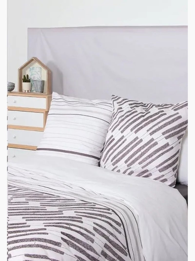 Parure de lit ethnique - cote deco - 240x220 cm - 100% coton - imprimé graphique - 2 taies 65x65 cm Blanc - Kiabi