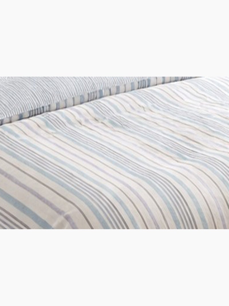 Parure de lit Évasion - Rayures - Coton & Lyocel - 240x220 / Bleu Bleu - Kiabi