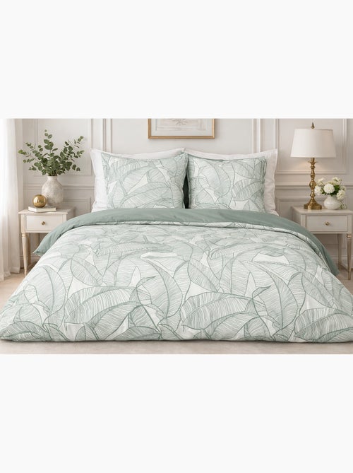 Parure de lit feuillage nature - coton lin lavé - 240x220 / blanc - Kiabi Parure de lit feuillage nature - coton lin lavé - 240x220 / blanc - Kiabi