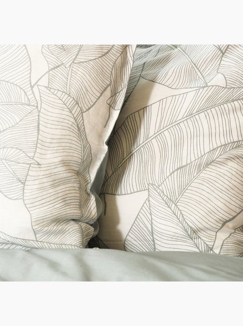 Parure de lit feuillage nature - coton lin lavé - 240x220 / blanc - Kiabi Parure de lit feuillage nature - coton lin lavé - 240x220 / blanc - Kiabi