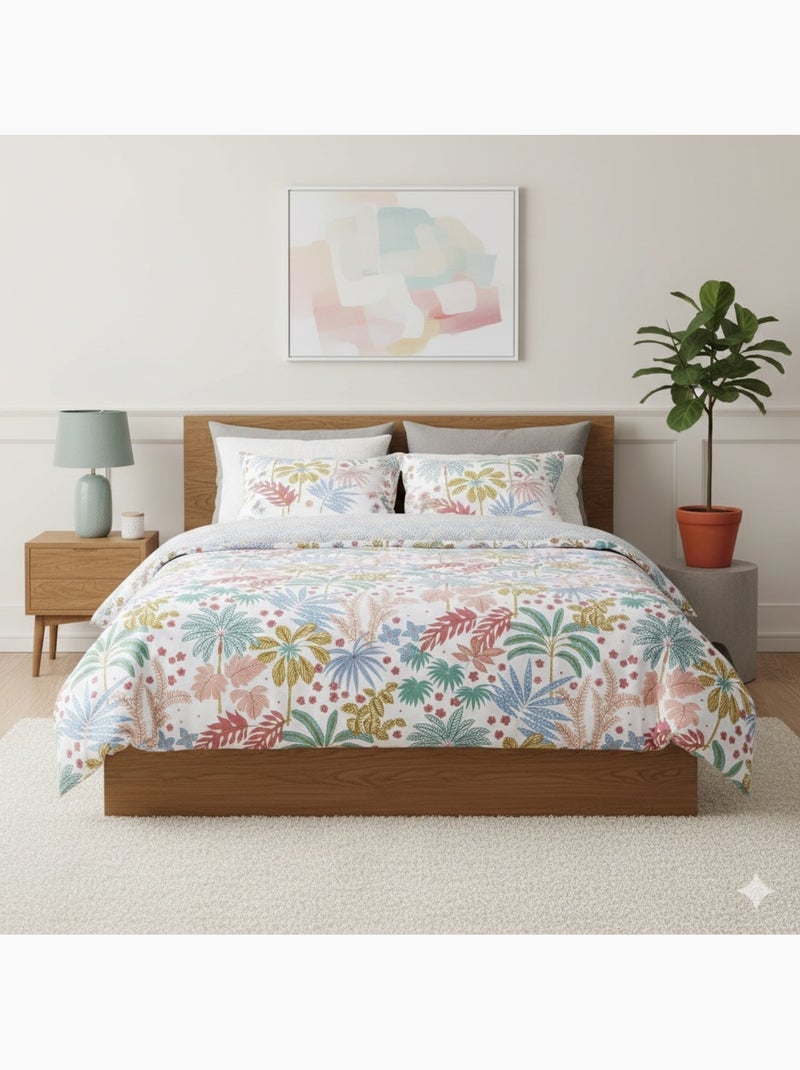 Parure de lit Feuilles maya Blanc - Kiabi
