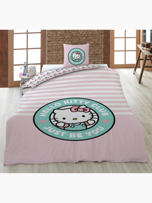 Parure de Lit Fille Hello Kitty Club 140x200 cm + Taie 65x65 cm Polycoton Réversible | Just Be You | - Kiabi