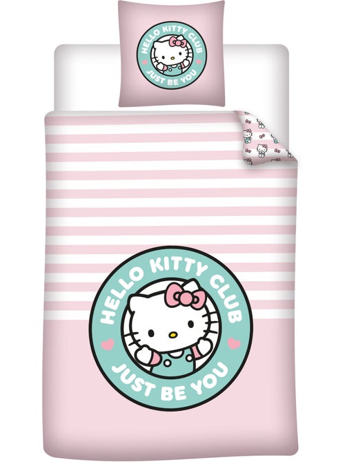 Parure de Lit Fille Hello Kitty Club 140x200 cm + Taie 65x65 cm Polycoton Réversible | Just Be You | - Kiabi