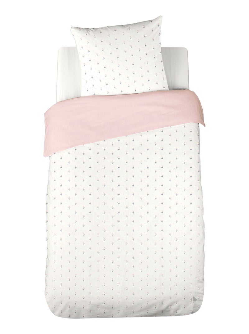 Parure de lit FIORI double gaze de coton Rose - Kiabi