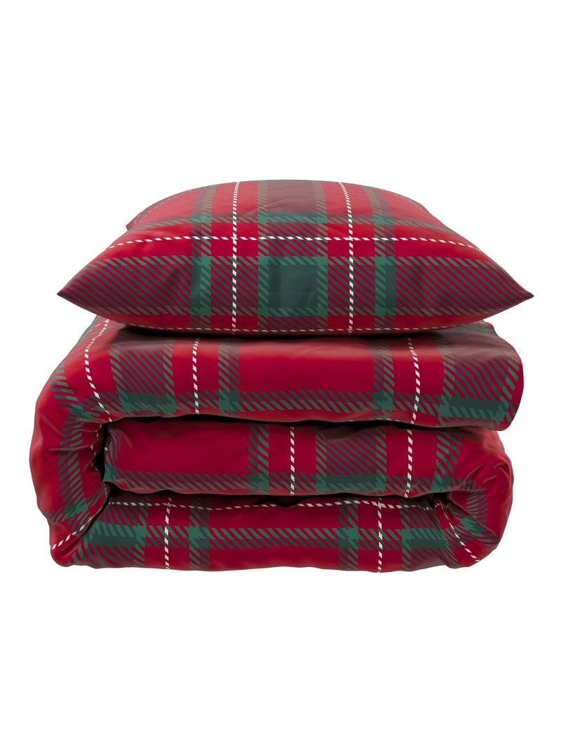 Parure de lit flanelle à carreaux Noël Rouge - Kiabi