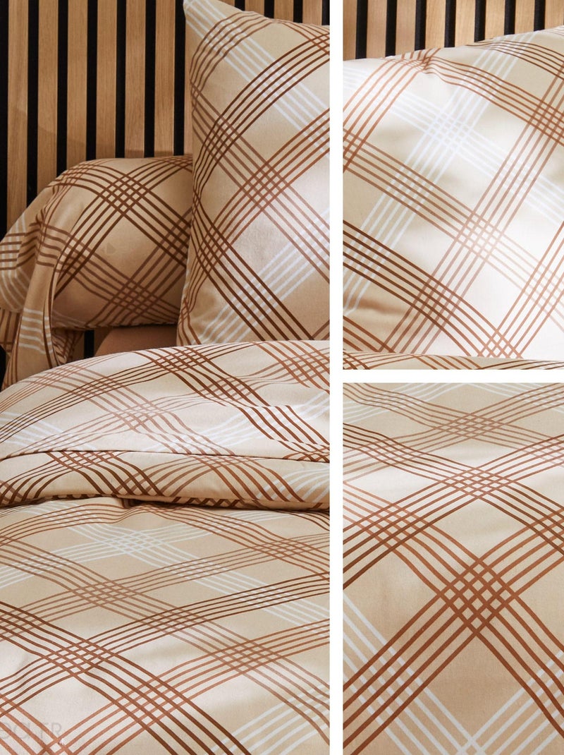 Parure de lit flanelle ARTHUR Beige/Noir - Kiabi