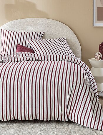 Parure de lit flanelle coton à rayures