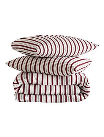 Parure de lit flanelle coton à rayures