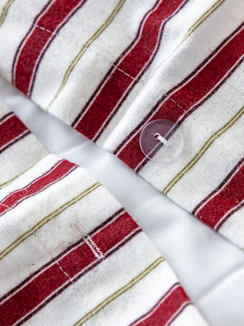 Parure de lit flanelle coton à rayures Bordeaux - Kiabi