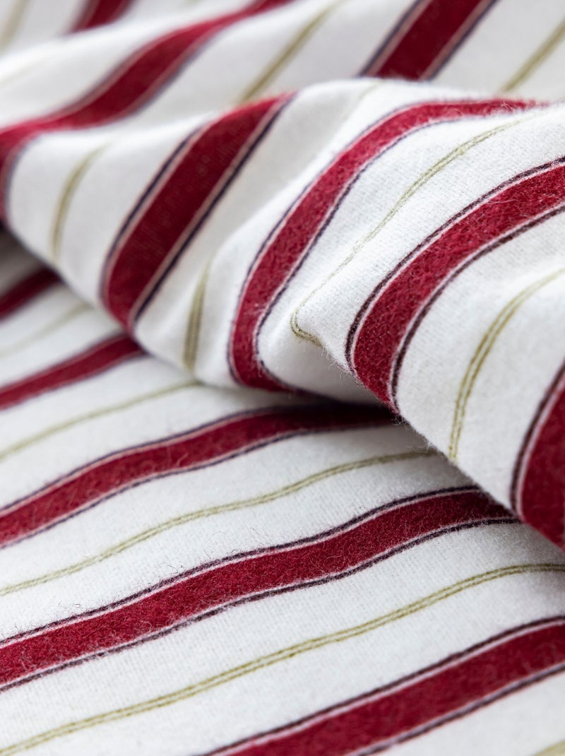 Parure de lit flanelle coton à rayures Bordeaux - Kiabi