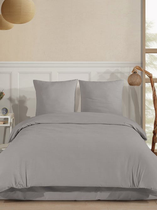 Parure de lit Flanelle de coton gris - Kiabi