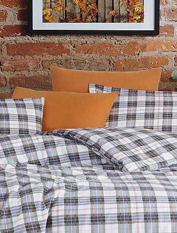 Parure de lit Flanelle de coton imprimé "Cosy vert