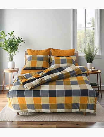 Parure de lit Flanelle de coton imprimé "Echo-Ambre