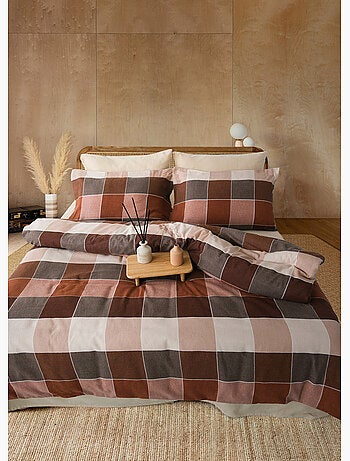 Parure de lit Flanelle de coton imprimé "Echo-Marron