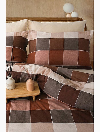 Parure de lit Flanelle de coton imprimé "Echo-Marron