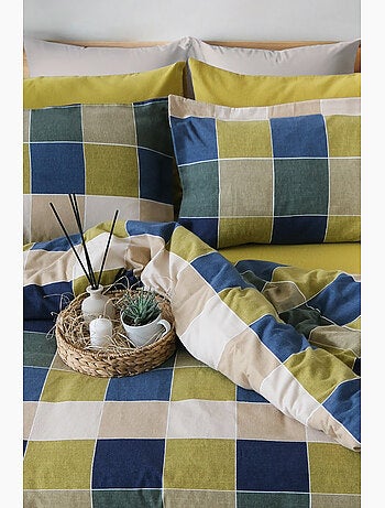 Parure de lit Flanelle de coton imprimé "Echo-Vert