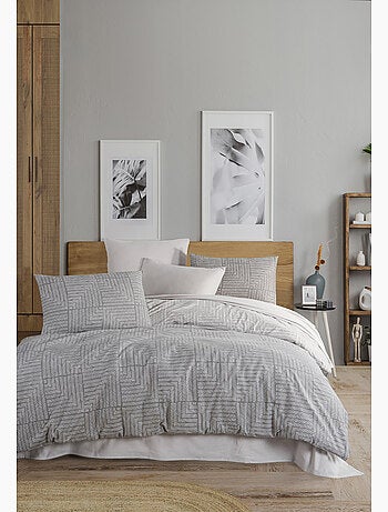 Parure de lit Flanelle de coton imprimé "Zenith gris
