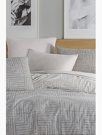 Parure de lit Flanelle de coton imprimé "Zenith gris