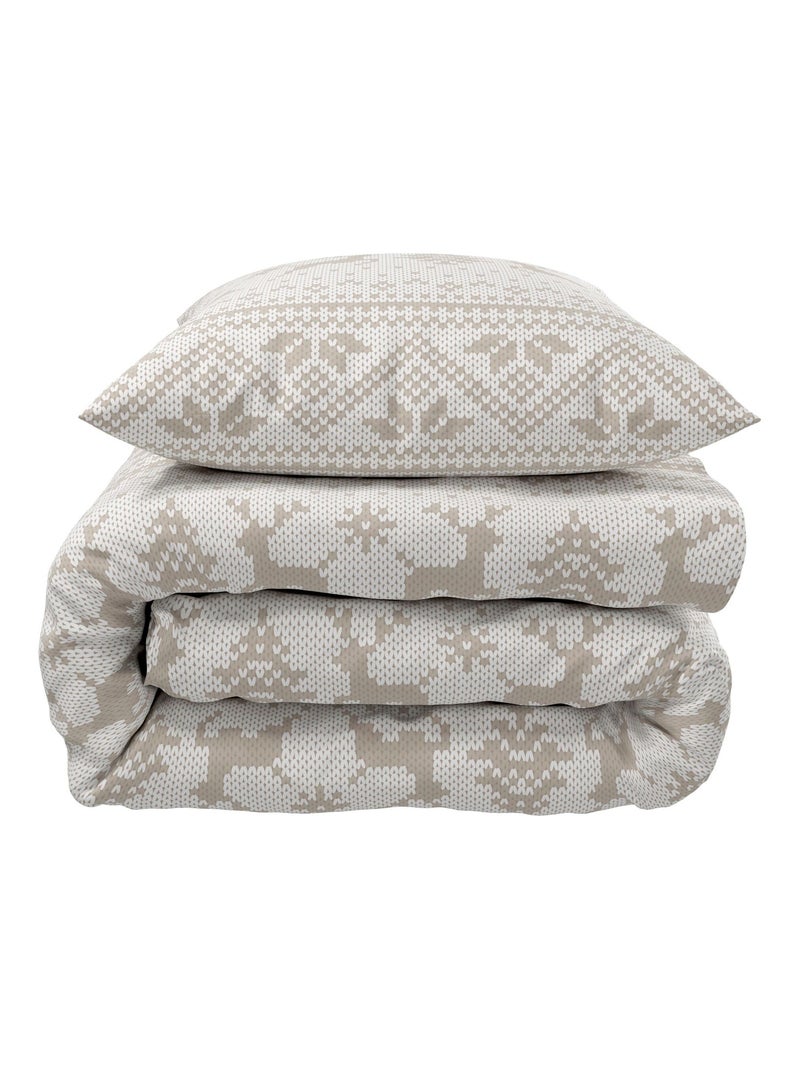 Parure de lit flanelle écru Flocon Ecru - Kiabi