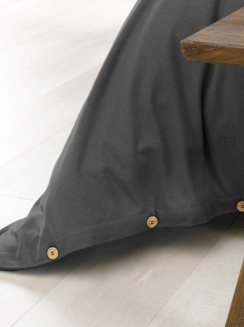 Parure de lit flanelle gris anthracite - Kiabi