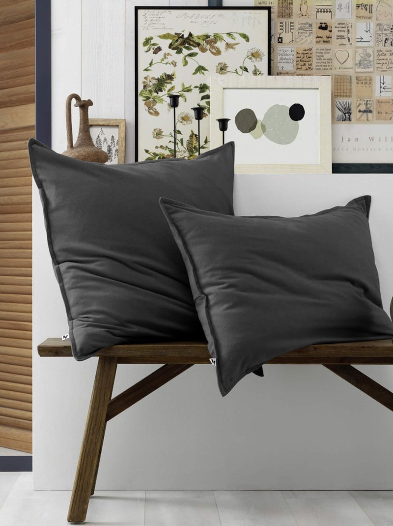 Parure de lit flanelle gris anthracite - Kiabi