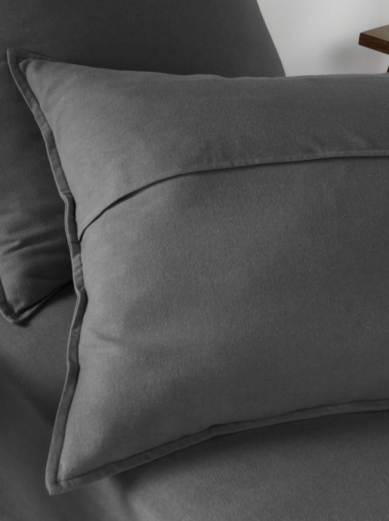 Parure de lit flanelle gris anthracite - Kiabi