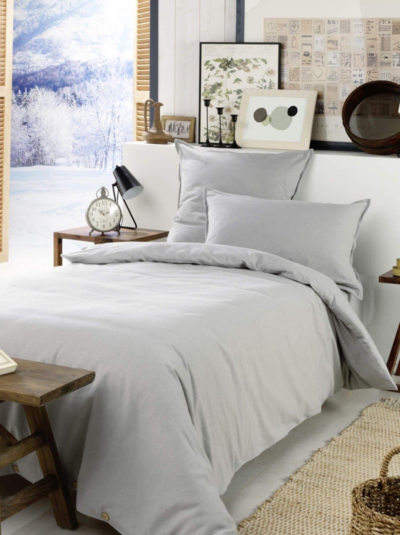 Parure de lit flanelle Gris - Kiabi