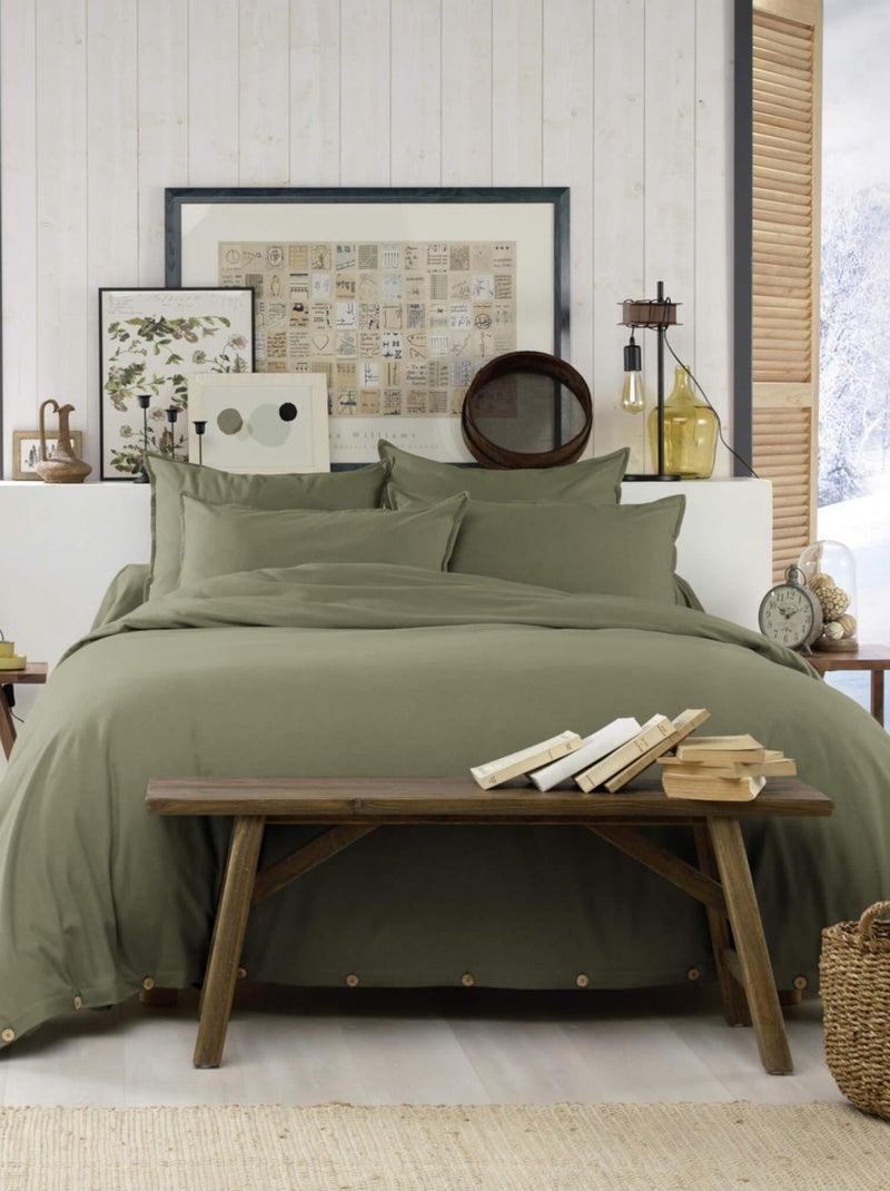 Parure de lit flanelle Kaki - Kiabi