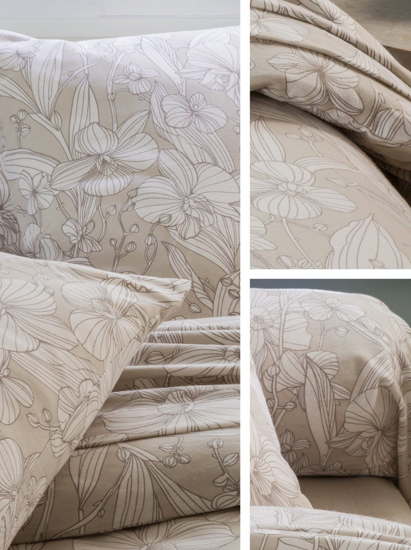 Parure de lit flanelle ORCHIDÉE Blanc Gris - Kiabi
