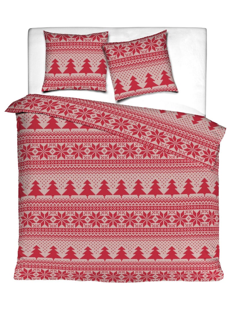 Parure de lit flanelle pin Rouge - Kiabi