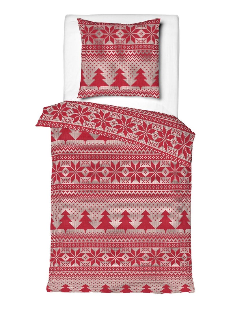 Parure de lit flanelle pin Rouge - Kiabi