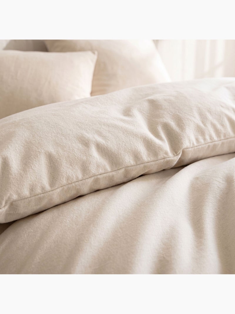 Parure de lit flanelle uni Ecru - Kiabi