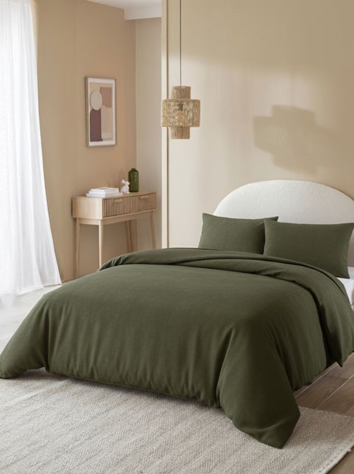 Parure de lit flanelle uni - Kiabi