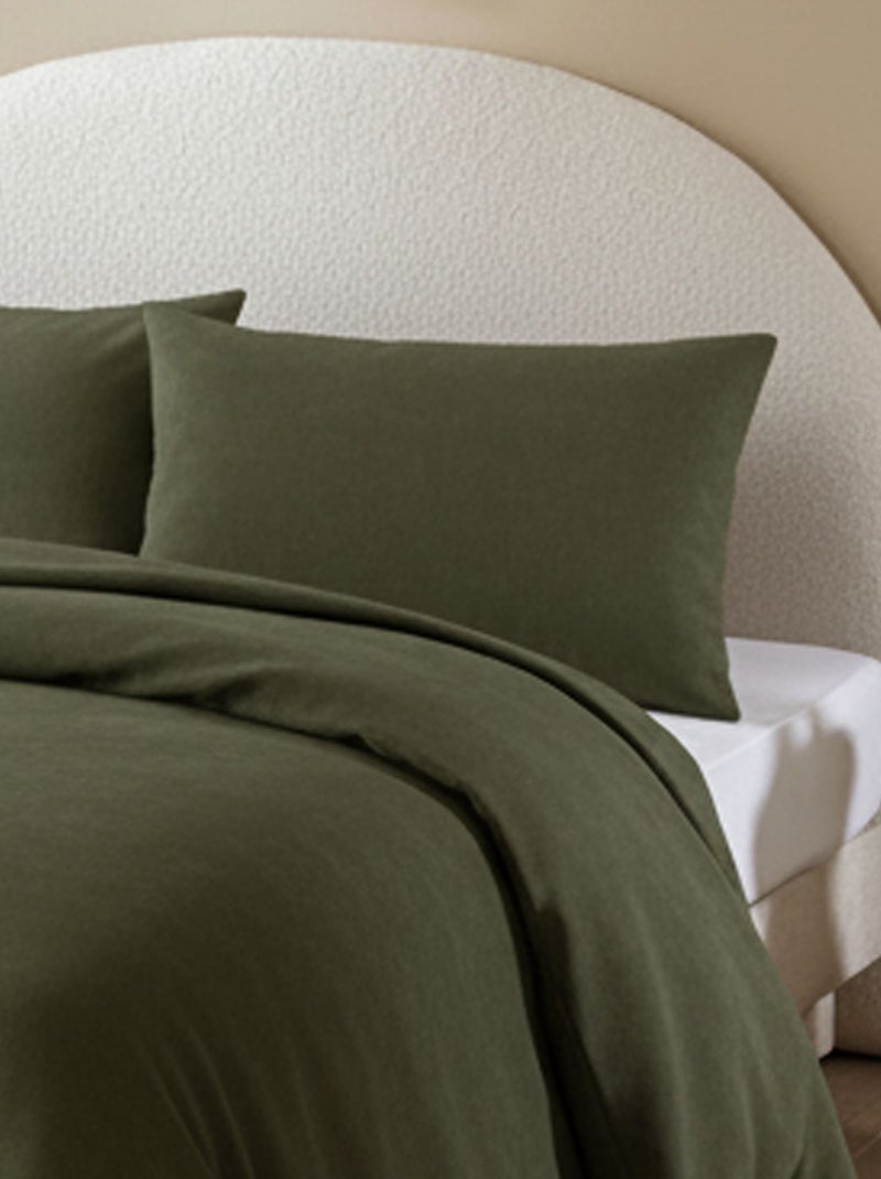 Parure de lit flanelle uni Kaki - Kiabi