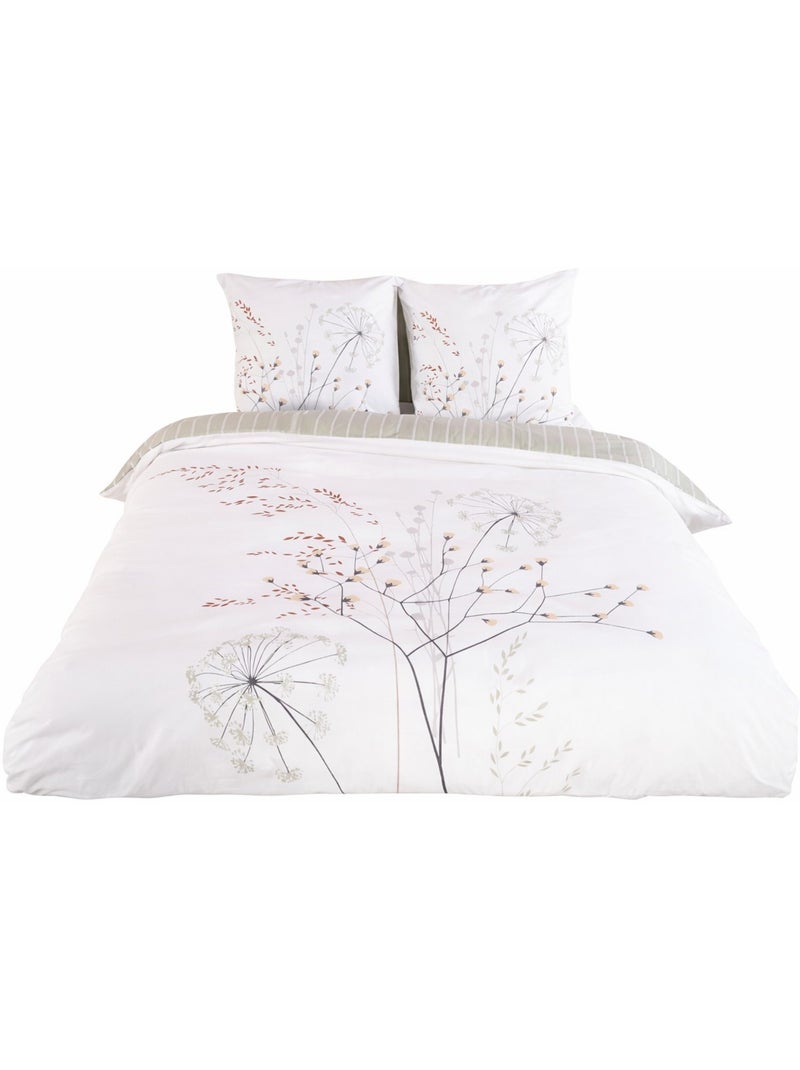 Parure de lit FLEUR ZEN – 100% coton 57 fils/cm² Blanc - Kiabi
