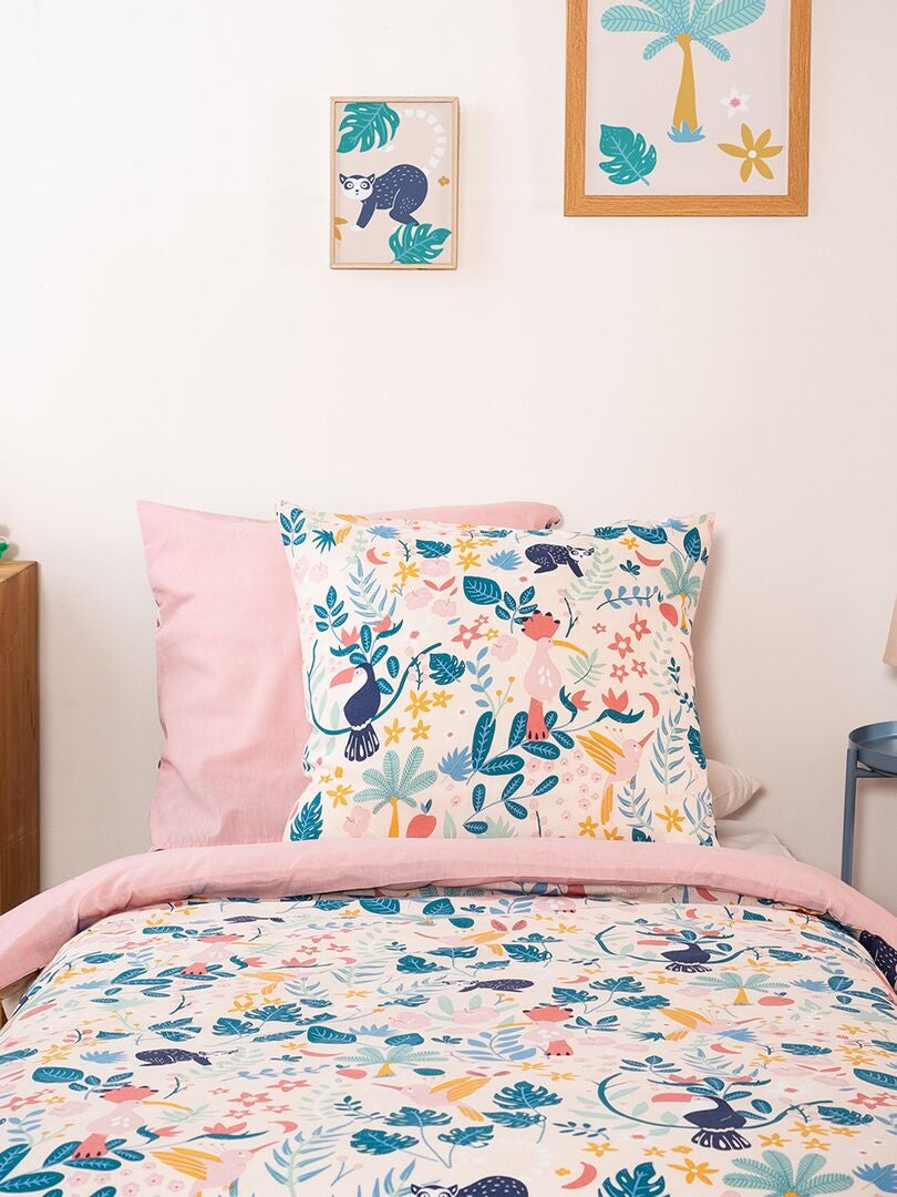Parure de lit fleurie 1 personne rose Kiabi 19.00€