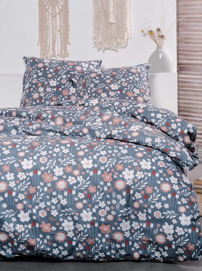 Parure de lit 'fleurie' - 2 personnes Gris - Kiabi