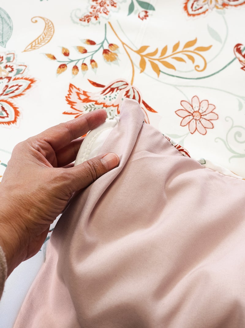 Parure de lit fleurie - 2 personnes Rose - Kiabi