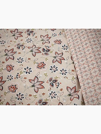 Parure de lit FLEURS Champêtre réversible - 240x220 / Beige