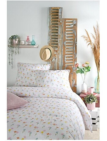 Parure de lit Floral en gaze de coton