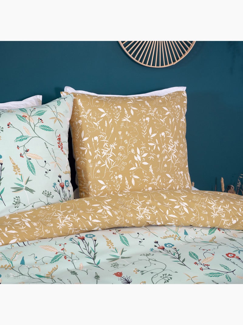 Parure de lit FLORISSANE polyester microfibre Taie 63x63 cm Vert - Kiabi