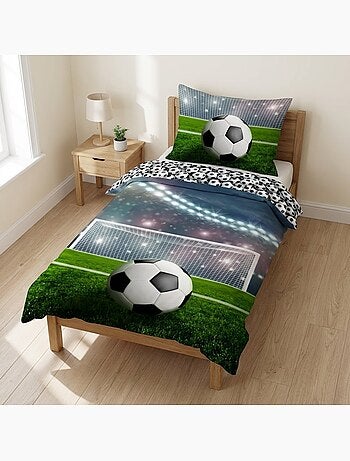 Parure de Lit Football Enfant, 100% Coton Oeko-Tex, Lit 1 place, STADE