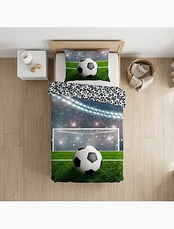 Parure de Lit Football Enfant, 100% Coton Oeko-Tex, Lit 1 place, STADE